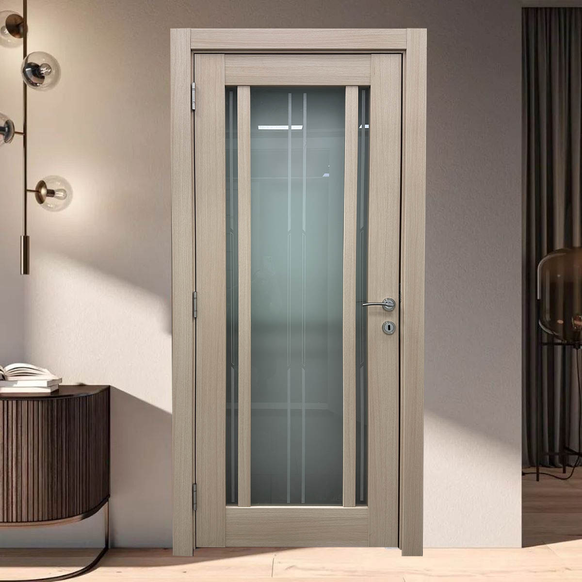 Sobna vrata - Mlečni hrast sa staklom